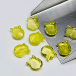 Load image into Gallery viewer, Natural Lemon Quartz Cat Face Carving, Faceted Kitty Shape Charms Beads, Lemon Quartz Handmade Carved Stone For Jewelry Making Beads 12x10