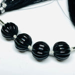 Load image into Gallery viewer, 1,2,3,4,5 pcs 100% Natural Black Spinel Carved Melon Shape Beads Strand, Melon Shape Gemstone, Gemstone For Jewellery, 12 mm