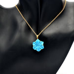 Load image into Gallery viewer, Carved Blue Turquoise Flower Pendant, AAA Turquoise Gemstone Necklace For Her, 19 mm Flower, Birthday Gift For Women, Blue Turquoise Flower