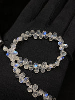Load image into Gallery viewer, AAA Quality Flashy Rainbow Moonstone Drop Shape Beads, 3.5" Inch Strand Teardrop Shape Beads, Faceted Drop Shape Gemstone Beads, Fire Beads