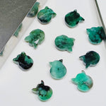 Load image into Gallery viewer, Natural Emerald Cat Face Carving, Kitty Shape Charms Beads, Faceted Emerald Handmade Carved Stone For Jewelry Making Beads 12x10 Approx