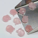 Load image into Gallery viewer, Natural Rose Quartz Cat Face Carving, Kitty Shape Charms Beads, Faceted rose Pink Quartz Handmade Carved Stone, Jewelry Making Beads 10x12mm