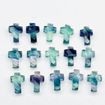 Load image into Gallery viewer, Multi Fluorite Cross Shape Beads ~ Healing & Protection Gemstone Beads ~ Faceted Multi Fluorite Beads ~ 15 MM Fluorite Cross Charm Beads