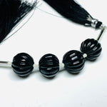 Load image into Gallery viewer, 1,2,3,4,5 pcs 100% Natural Black Spinel Carved Melon Shape Beads Strand, Melon Shape Gemstone, Gemstone For Jewellery, 12 mm