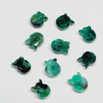 Load image into Gallery viewer, Natural Emerald Cat Face Carving, Kitty Shape Charms Beads, Faceted Emerald Handmade Carved Stone For Jewelry Making Beads 12x10 Approx