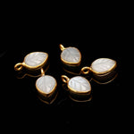 Load image into Gallery viewer, Flashy White Moonstone Leaf Pendant 15mm, 925 Sterling Silver Gold Plated Natural Charm For Making jewelry