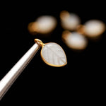 Load image into Gallery viewer, Flashy White Moonstone Leaf Pendant 15mm, 925 Sterling Silver Gold Plated Natural Charm For Making jewelry