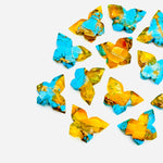 Load image into Gallery viewer, Sparkling Mohave Copper Turquoise Butterfly Shape Carving Beads, Faceted Butterfly Gemstone, Blue & Yellow Turquoise Carving Beads 14x10 MM
