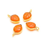 Load image into Gallery viewer, Natural Carnelian Leaf Shape Pendant 15mm, 925 Sterling Silver Gold Plated , Orange Quartz charms For DIY Jewelry