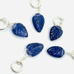 Load image into Gallery viewer, Natural 1 piece iolite Leaf Shape Carved Gemstone Jewellery Making Charm With 925 Silver, Necklace, Bracelet, Earrings Making Charms