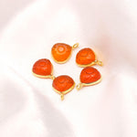 Load image into Gallery viewer, Natural Carnelian Flower Pedant 17mm, 925 Sterling Silver Gold Pendant Orange Carnelian Heart Shape Charm Pendant For DIY Jewelry