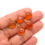 Load image into Gallery viewer, Natural Carnelian Flower Pedant 17mm, 925 Sterling Silver Gold Pendant Orange Carnelian Heart Shape Charm Pendant For DIY Jewelry