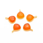 Load image into Gallery viewer, Natural Carnelian Flower Pedant 17mm, 925 Sterling Silver Gold Pendant Orange Carnelian Heart Shape Charm Pendant For DIY Jewelry
