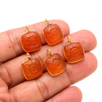 Load image into Gallery viewer, Natural Carnelian Flower Pendant 17mm, 925 Sterling Silver Gold Plated Orange Square Shape Charms For Making Jewelry