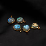 Load image into Gallery viewer, Labradorite Flower Pendant 16mm in Gold-Plated 925 Sterling Silver
