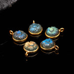 Load image into Gallery viewer, Labradorite Flower Pendant 16mm in Gold-Plated 925 Sterling Silver