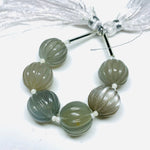 Load image into Gallery viewer, 1,2,3,4,5 pcs 100% Natural Grey Moonstone Carved Melon Shape Beads Strand, Melon Shape Gemstone, Gemstone For Jewellery, 12 mm
