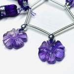 Load image into Gallery viewer, AAA Amethyst Carved Flower Gemstone Strand: Jewelry Making (5 Pcs, 12mm)