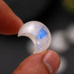 Load image into Gallery viewer, Natural Rainbow Moonstone Cresent Moon Shape Beads, Flashy Moonstone Half Moon Briolette's, Jewelry Making Carved Smooth Gemstones, 18 MM