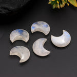 Load image into Gallery viewer, Natural Rainbow Moonstone Cresent Moon Shape Beads, Flashy Moonstone Half Moon Briolette's, Jewelry Making Carved Smooth Gemstones, 18 MM