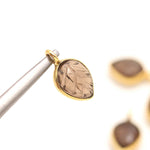 Load image into Gallery viewer, Natural smoky Quartz Leaf Shape Pendant 15mm, 925 Sterling Silver Gold Plated Charms For Making Jewelry