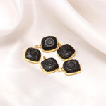 Load image into Gallery viewer, Natural Black Onyx Flower Pendant 17mm, 925 Sterling Silver Gold Plated Square Shape Charms For Jewelry