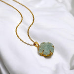 Load image into Gallery viewer, Natural Carved Aquamarine Flower Pendant, Carved Aqua Flower Necklace For Her, 19mm Flower, Soothing Stone Necklace for Her Healing Necklace