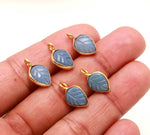 Load image into Gallery viewer, Blue Opal Leaf Shape Pendant 15mm, 925 Sterling Silver Gold Plated Charms For Jewelry