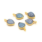 Load image into Gallery viewer, Blue Opal Leaf Shape Pendant 15mm, 925 Sterling Silver Gold Plated Charms For Jewelry