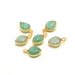 Load image into Gallery viewer, Natural Amazonite Leaf Shape Pendant 15mm, 925 Sterling Silver Gold Charms For Making Jewelry