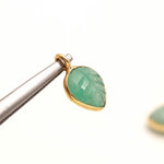 Load image into Gallery viewer, Natural Amazonite Leaf Shape Pendant 15mm, 925 Sterling Silver Gold Charms For Making Jewelry