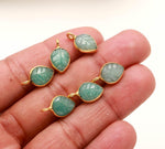 Load image into Gallery viewer, Natural Amazonite Leaf Shape Pendant 15mm, 925 Sterling Silver Gold Charms For Making Jewelry