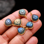Load image into Gallery viewer, Flashy Labradorite Flower Heart shape pendant 17mm, 925 silver gold plated charm