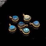 Load image into Gallery viewer, Flashy Labradorite Flower Heart shape pendant 17mm, 925 silver gold plated charm