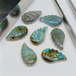 Load image into Gallery viewer, 2,3,4,5,6 pcs 100% Natural labradorite fancy Shape Carving, Hand carved Fancy shape Gemstone, carved Gemstone jewelry Making,18X10 mm