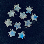 Load image into Gallery viewer, Natural Rainbow Moonstone Stars Shape Carved Gemstone Jewellery Making Charm With 925 Silver, Necklace Bracelet, Earrings Making Charms 10mm