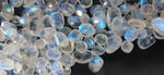 Load image into Gallery viewer, 100% natural fine quality rainbow moonstone freeform rose cut cabochons, blue flash cabs, rainbow moonstone rose cut cabs, 9x11 12x14mm