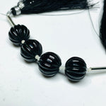 Load image into Gallery viewer, 1,2,3,4,5 pcs 100% Natural Black Spinel Carved Melon Shape Beads Strand, Melon Shape Gemstone, Gemstone For Jewellery, 12 mm