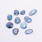 Load image into Gallery viewer, 2 pcs A-one Quality London Blue Topaz freeform Rosecut, faceted rosecut, gemstone for jewelry, jewelry making rosecut 6X5 11X9 mm