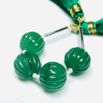 Load image into Gallery viewer, 1,2,3,4,5 pcs 100% Natural Green Strawberry Carved Melon Shape Beads Strand, Melon Shape Gemstone, Gemstone For Jewellery, 12 mm