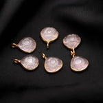 Load image into Gallery viewer, Natural Rose Quartz Flower Heart Shape pendant 17mm, 925 sterling silver gold plated pendant