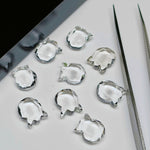 Load image into Gallery viewer, Natural Clear Crystal Quartz Cat Face Carving, Faceted Kitty Shape Charms, Crystal Quartz Handmade Carved Stone, Jewelry Making Beads 12x10
