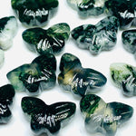 Load image into Gallery viewer, 2,3,4,5,6 100% Natural Moss agate Butterfly Shape Carving ,Hand carved Butterfly shape Gemstone, carved Gemstone jewellery Making,12X7 mm