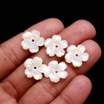 Load image into Gallery viewer, 1 Pc White Pearl Flower Shape Beads, Mother of Pearl Flower for Jewelry Making, Hand Carved Floral Beads, 14 MM, Center Hole Bead