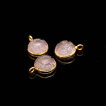 Load image into Gallery viewer, Natural Rose Quartz Flower Pendant Round shape 16mm , 925 Sterling Silver Gold Plated charms for Jewelry