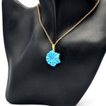 Load image into Gallery viewer, Carved Blue Turquoise Flower Pendant, AAA Turquoise Gemstone Necklace For Her, 19 mm Flower, Birthday Gift For Women, Blue Turquoise Flower