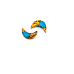 Load image into Gallery viewer, Oyster Copper Turquoise Faceted Moons, Orange & Blue Carved Gemstone, 17 MM Turquoise Cresent Moon Beads Briolette's, Jewelry Making Beads