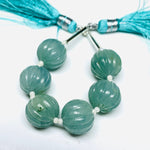 Load image into Gallery viewer, 1,2,3,4,5 pcs 100% Natural Aquamarine Carved Melon Shape Beads Strand, Melon Shape Gemstone, Gemstone For Jewellery, 12 mm