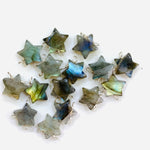 Load image into Gallery viewer, AAA Natural Labradorite Stars Shape Beads, Hand Carved Smooth Star Charms, Silver Labradorite Charm for Jewelry Making, 10 MM Silver Charms