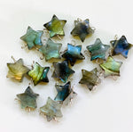 Load image into Gallery viewer, AAA Natural Labradorite Stars Shape Beads, Hand Carved Smooth Star Charms, Silver Labradorite Charm for Jewelry Making, 10 MM Silver Charms